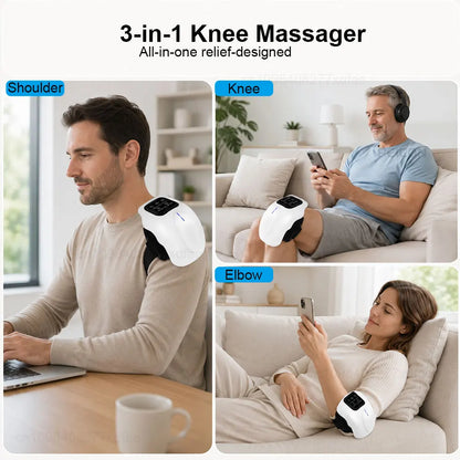 Electric Knee Massager Wireless Portable Heated Knee Brace with Red Light Therapy Adjustable 4 Vibration Modes for Knee and Shoulder