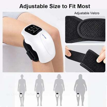 Electric Knee Massager Wireless Portable Heated Knee Brace with Red Light Therapy Adjustable 4 Vibration Modes for Knee and Shoulder